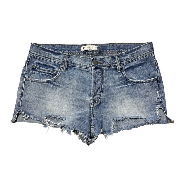 Free People Distressed Jean Shorts Button Fly - Picture 1 of 6